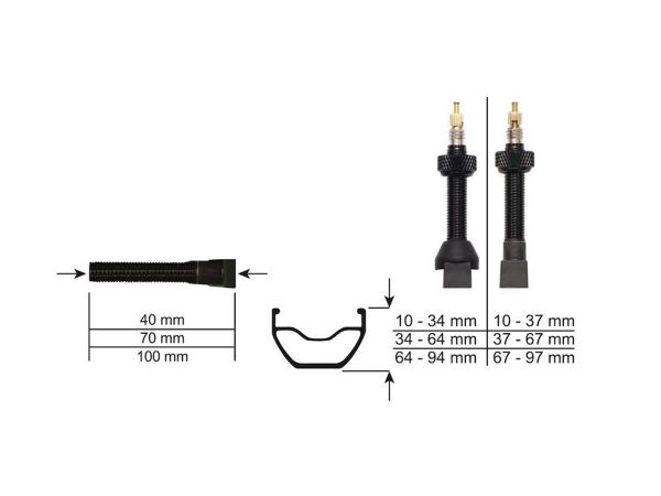 Válvulas Effetto Mariposa Kit Tubeless 100mm Black xPar