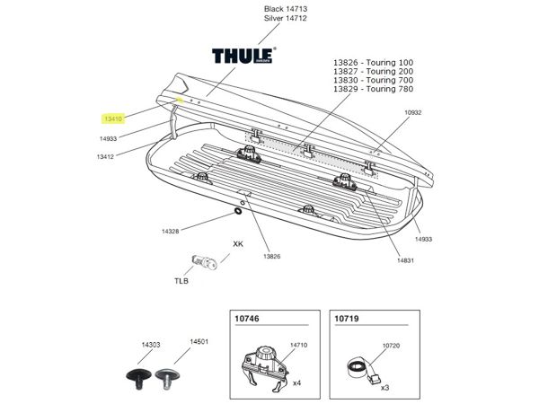 Cofre THULE - Repuesto Soporte Superior 13410 - 1500013410