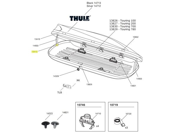 Cofre THULE - Repuesto Soporte Inferior 13412 - 1500013412