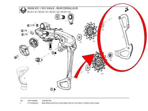 Cambio Trasero SRAM Jaula de Cambio XX1 Eagle Lunar