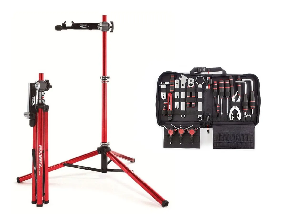 Pie de Trabajo Feedback Sports para bicicletas UltraLight + Kit de Herramientas Team Edition