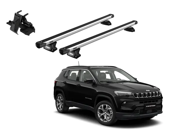 Juego Barras Thule SlideBar Evo JEEP Compass 5p SUV 2017-AD p/ TECHO c/ Rieles Alineados