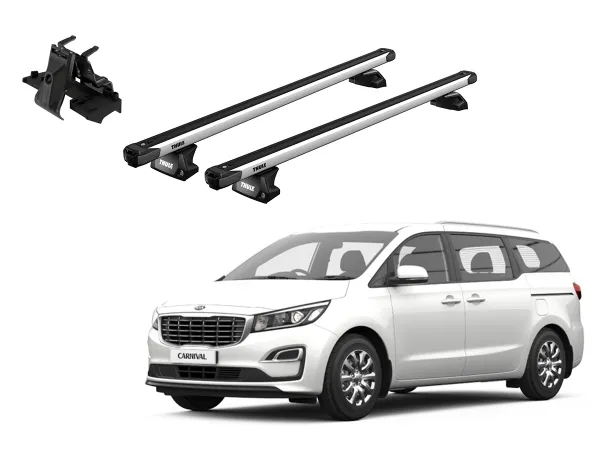 Juego Barras Thule SlideBar KIA Carnival 5p MPV 2015-2021 p/ TECHO c/ Rieles Alineados