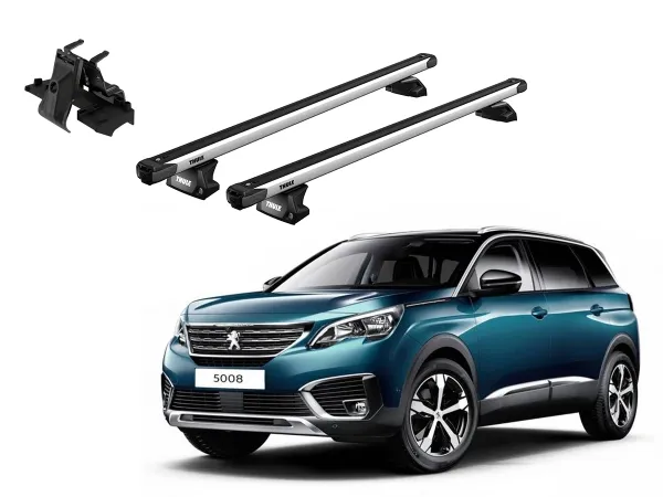 Juego Barras Thule SlideBar PEUGEOT 5008 5p SUV 2017-2024 p/ TECHO c/ Rieles Alineados