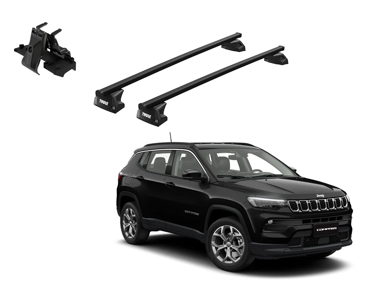 Juego Barras Thule SquareBar Evo JEEP Compass 5p SUV 2017-AD p/ TECHO c/ Rieles Alineados