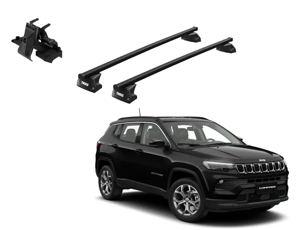 Juego Barras Thule SquareBar Evo JEEP Compass 5p SUV 2017-AD p/ TECHO c/ Rieles Alineados