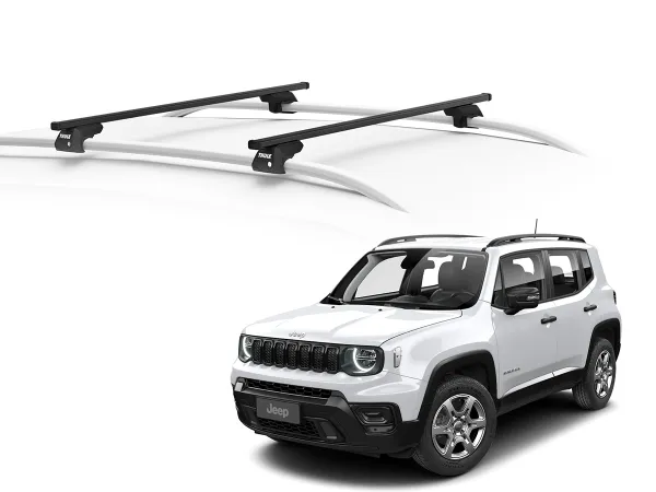 Juego Barras Thule SquareBar Evo JEEP Renegade 5p SUV 2015-AD p/ TECHO c/ Rieles Elevados
