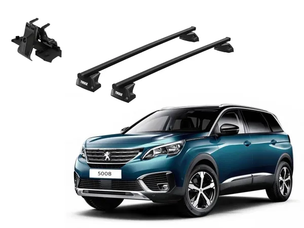 Juego Barras Thule SquareBar Evo PEUGEOT 5008 5p SUV 2017-2024 p/ TECHO c/ Rieles Alineados