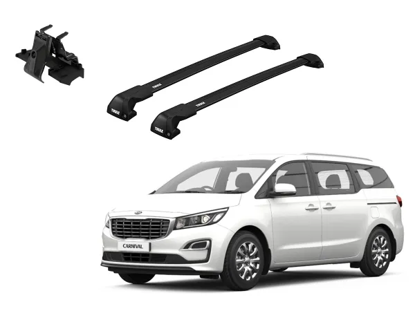 Juego Barras Thule WingBar Edge Black KIA Carnival 5p MPV 2015-2021 p/ TECHO c/ Rieles Alineados