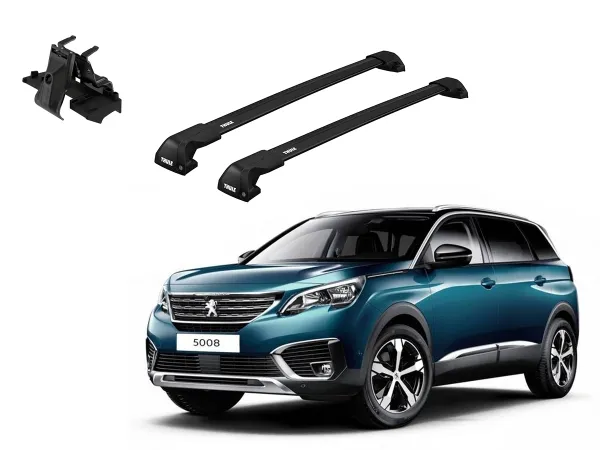 Juego Barras Thule WingBar Edge Black PEUGEOT 5008 5p SUV 2017-2024 p/ TECHO c/ Rieles Alineados