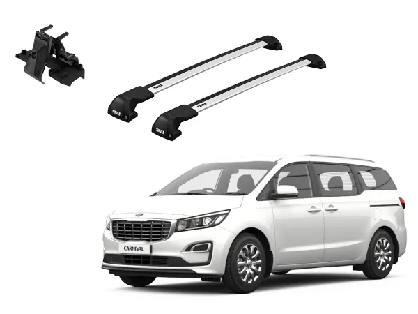 Juego Barras Thule WingBar Edge Grey KIA Carnival 5p MPV 2015-2021 p/ TECHO c/ Rieles Alineados