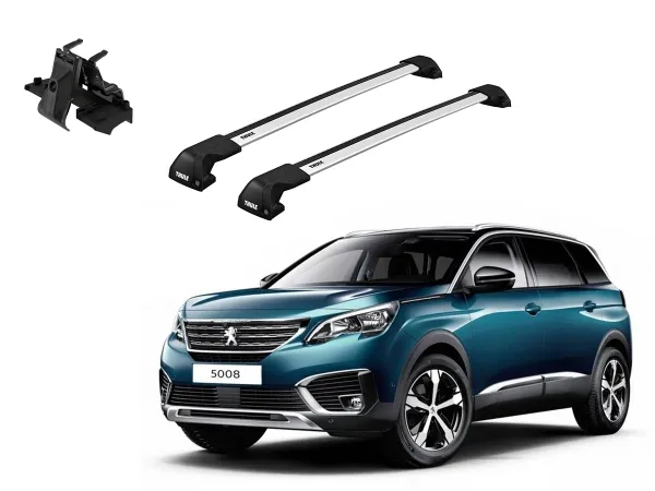Juego Barras Thule WingBar Edge Grey PEUGEOT 5008 5p SUV 2017-2024 p/ TECHO c/ Rieles Alineados