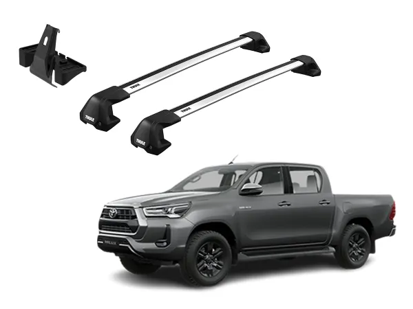 Juego Barras Thule WingBar Edge Grey TOYOTA Hilux 4p Extra Cab 2016-AD p/ TECHO
