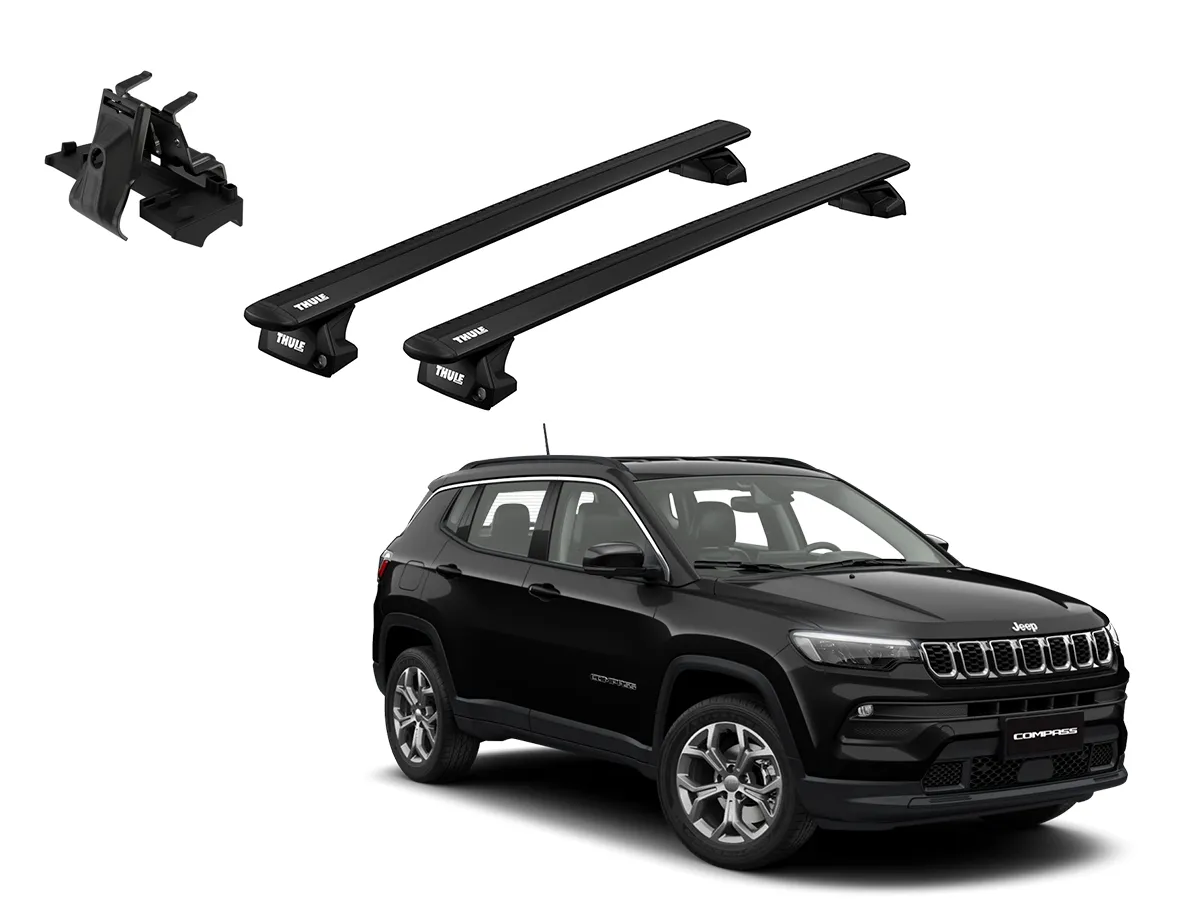 Juego Barras Thule WingBar Evo Black JEEP Compass 5p SUV 2017-AD p/ TECHO c/ Rieles Alineados