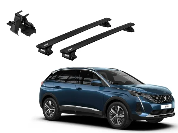 Juego Barras Thule WingBar Evo Black PEUGEOT 3008 5p SUV 2017-2024 p/ TECHO c/ Rieles Alineados