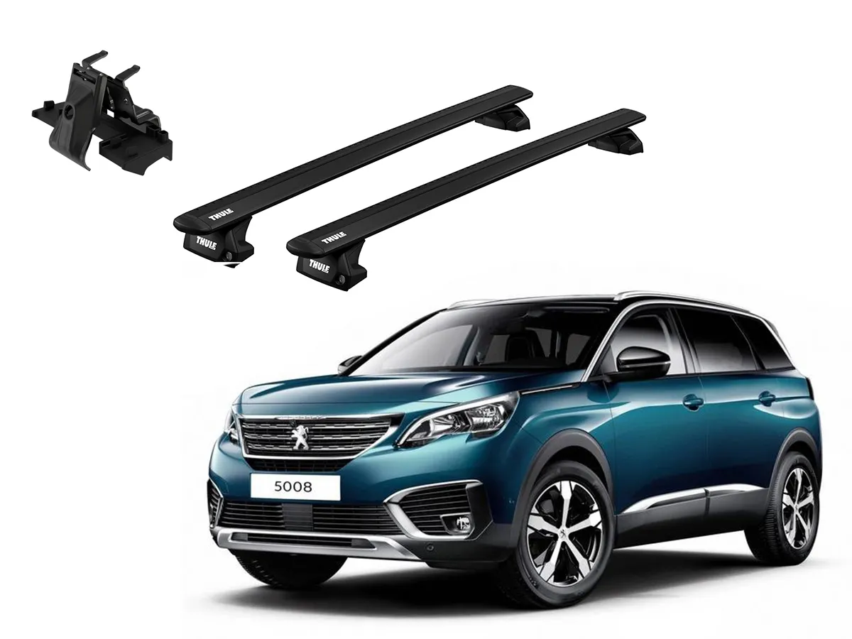Juego Barras Thule WingBar Evo Black PEUGEOT 5008 5p SUV 2017-2024 p/ TECHO c/ Rieles Alineados