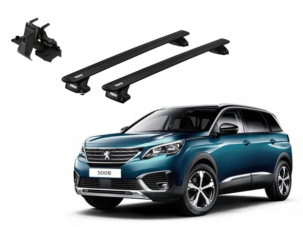 Juego Barras Thule WingBar Evo Black PEUGEOT 5008 5p SUV 2017-2024 p/ TECHO c/ Rieles Alineados