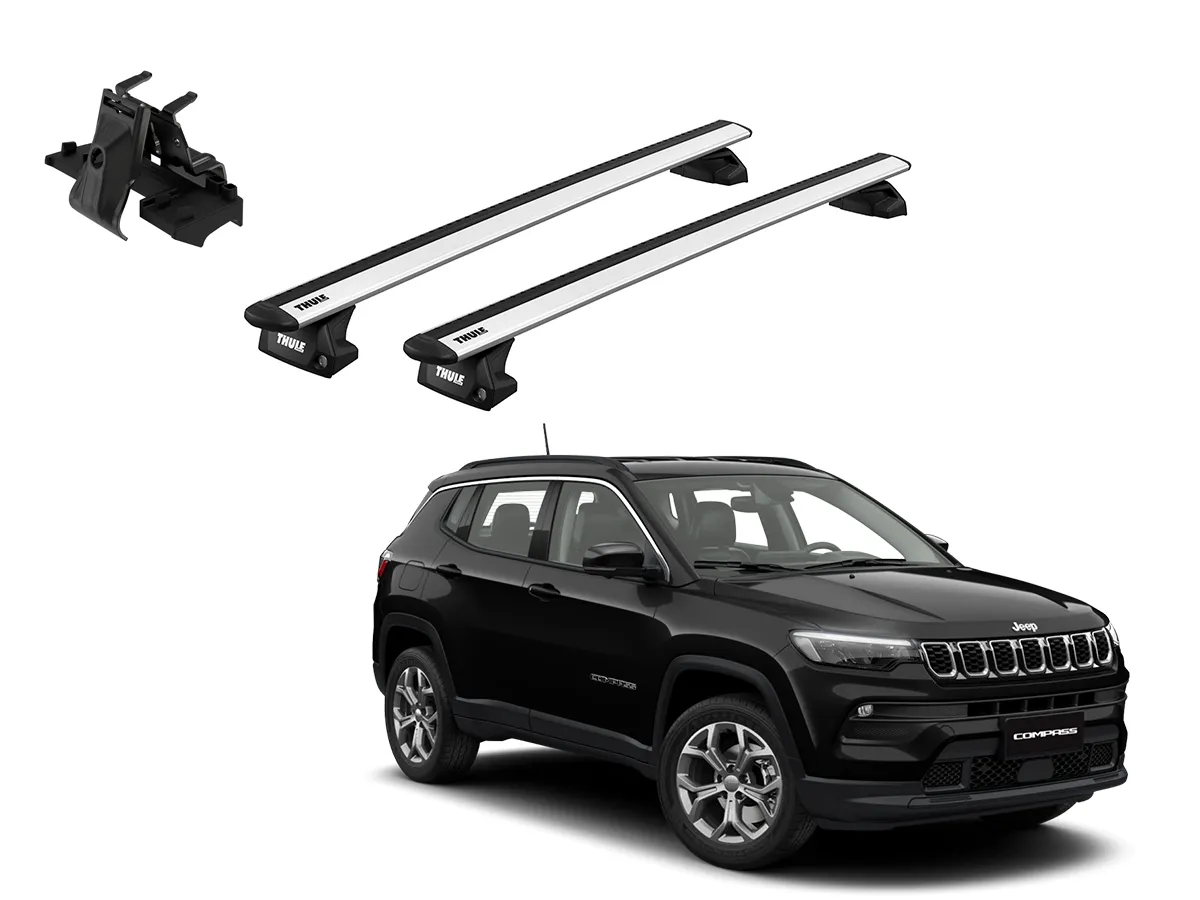 Juego Barras Thule WingBar Evo Grey JEEP Compass 5p SUV 2017-AD p/ TECHO c/ Rieles Alineados