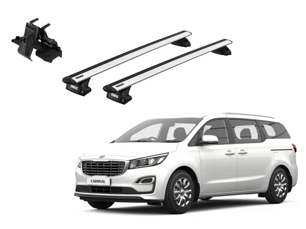 Juego Barras Thule WingBar Evo Grey KIA Carnival 5p MPV 2015-2021 p/ TECHO c/ Rieles Alineados