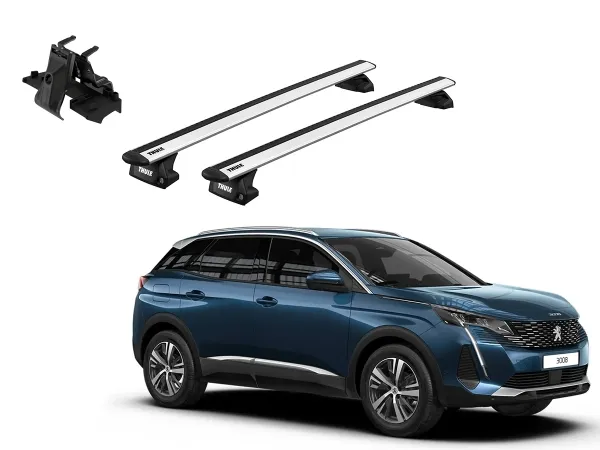 Juego Barras Thule WingBar Evo Grey PEUGEOT 3008 5p SUV 2017-2024 p/ TECHO c/ Rieles Alineados
