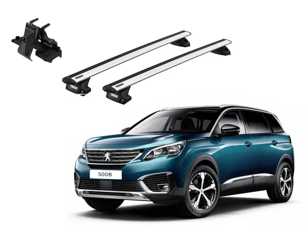 Juego Barras Thule WingBar Evo Grey PEUGEOT 5008 5p SUV 2017-2024 p/ TECHO c/ Rieles Alineados