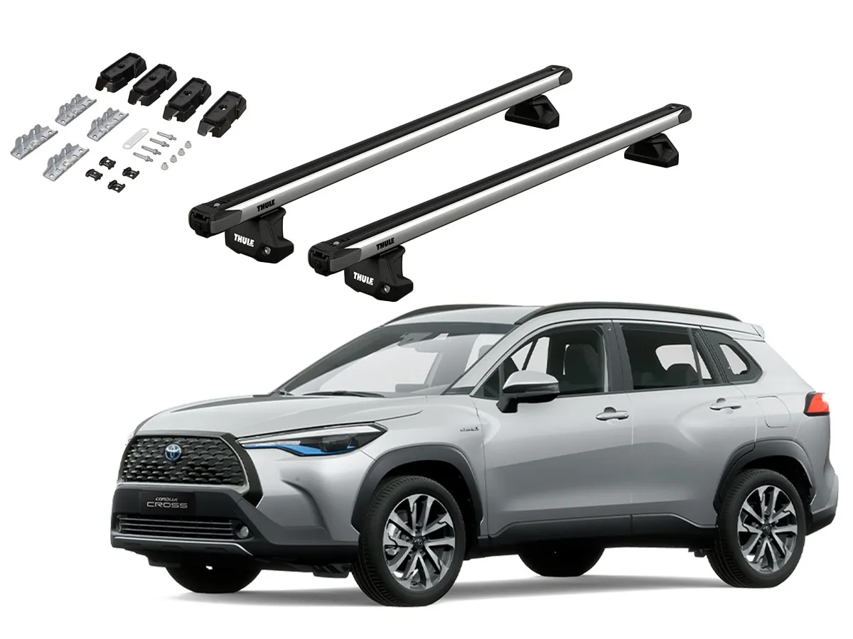 Juego Barras Thule SlideBar TOYOTA Corolla Cross 5p SUV 2021-AD p/ TECHO c/ Rieles Alineados Sin Espacio