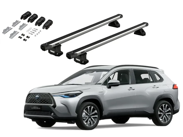Juego Barras Thule SlideBar TOYOTA Corolla Cross 5p SUV 2021-AD p/ TECHO c/ Rieles Alineados Sin Espacio