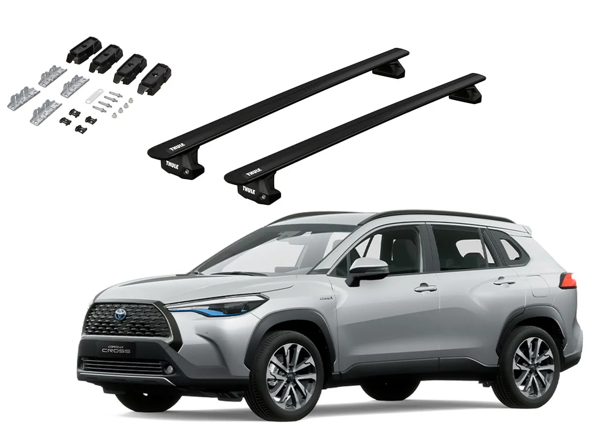 Juego Barras Thule WingBar Evo Black TOYOTA Corolla Cross 5p SUV 2021-AD p/ TECHO c/ Rieles Alineados Sin Espacio
