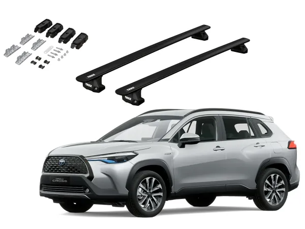 Juego Barras Thule WingBar Evo Black TOYOTA Corolla Cross 5p SUV 2021-AD p/ TECHO c/ Rieles Alineados Sin Espacio
