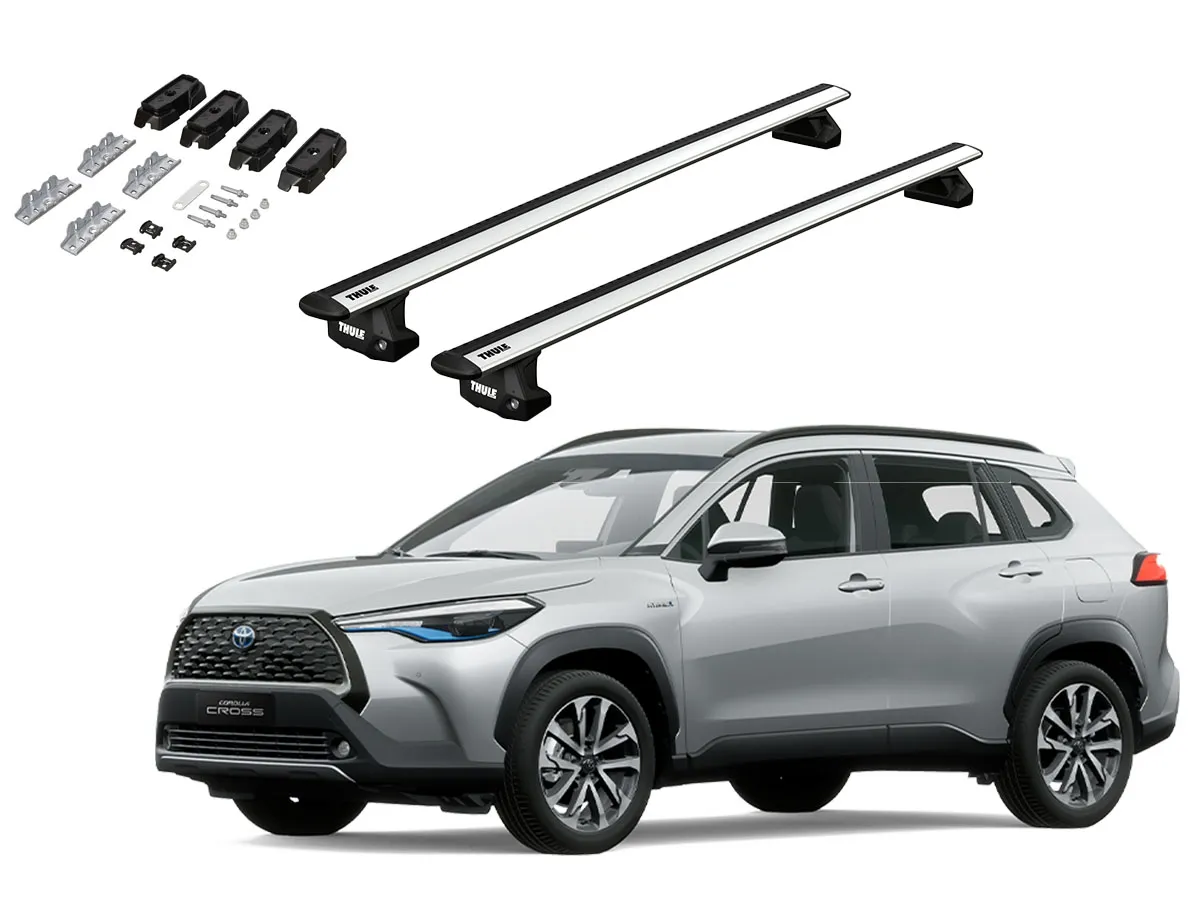 Juego Barras Thule WingBar Evo Grey TOYOTA Corolla Cross 5p SUV 2021-AD p/ TECHO c/ Rieles Alineados Sin Espacio