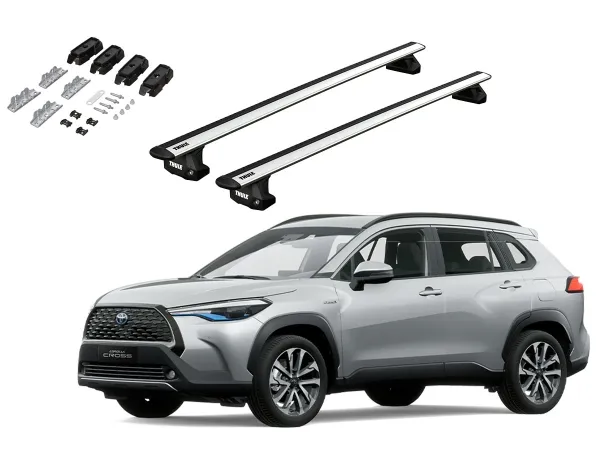 Juego Barras Thule WingBar Evo Grey TOYOTA Corolla Cross 5p SUV 2021-AD p/ TECHO c/ Rieles Alineados Sin Espacio