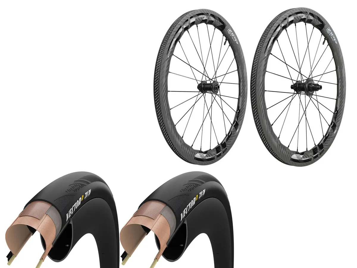 Rueda Zipp Ruta 454 NSW Carb Tubeles PAR XDR 700c 12x100/12x142 + 2u Cubiertas Zipp Goodyear VectorR Z35 SW