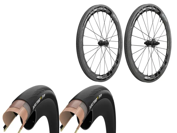 Rueda Zipp Ruta 454 NSW Carb Tubeles PAR XDR 700c 12x100/12x142 + 2u Cubiertas Zipp Goodyear VectorR Z35 SW