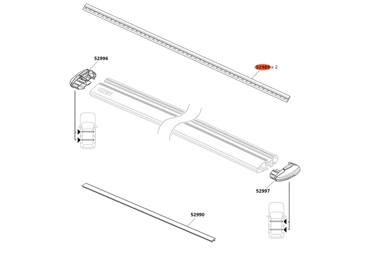 Barra de Techo THULE WingBar Evo - Repuesto Goma Supeior 52989