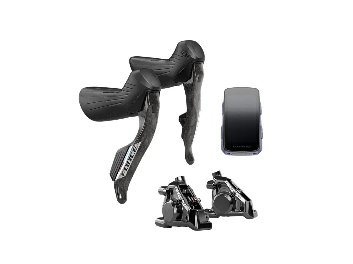 Kit Electrónico Ruta SRAM Force AXS E1 2x12v HRD FM + Hammerhead Karoo (sólo shifters/frenos)