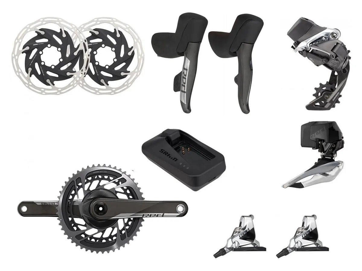 Kit Electrónico Ruta SRAM Red eTap AXS 2x12v Disco Hidráulico HDR 6T FM + Palancas Red D1 170mm DUB 37-50T DM