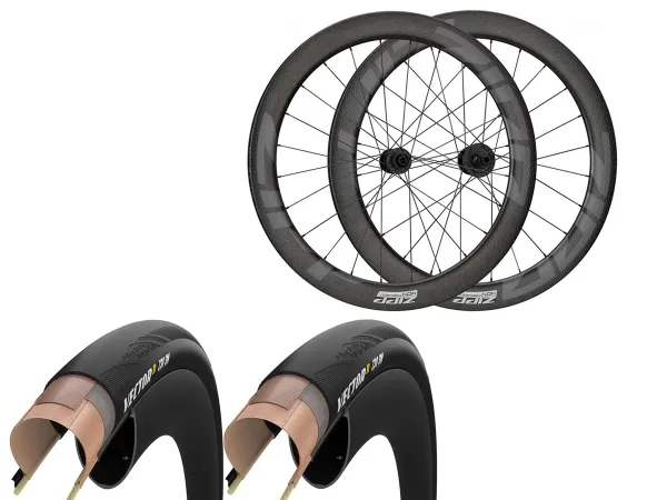 Rueda Zipp Ruta 404 FC Carb Clincher Tubeles xPAR 11V SH/SR 700c 100/142mm + 2u Cubiertas Zipp Goodyear VectorR Z35 SW