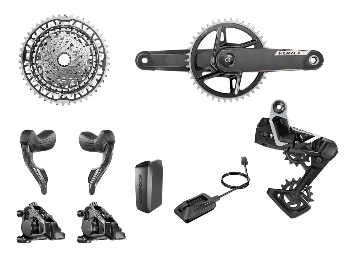 Grupo GRAVEL SRAM Force XPLR AXS E1 13v 10-46d 170mm Wide DUB PM 42d DM + PAR Freno/Shifter Force AXS (S/Cadena y Disc)