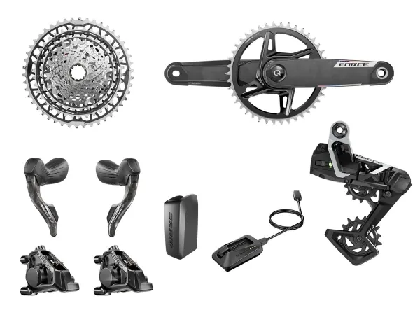 Grupo GRAVEL SRAM Force XPLR AXS E1 13v 10-46d 170mm Wide DUB PM 42d DM + PAR Freno/Shifter Force AXS (S/Cadena y Disc)