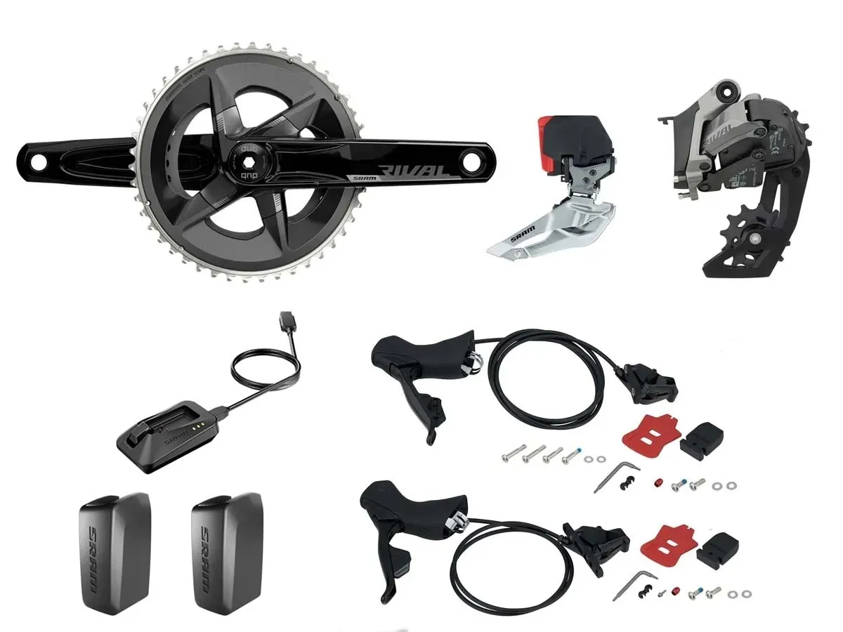Grupo RUTA SRAM Rival eTap AXS 2x12v 172.5mm DUB 48-35d 107BCD + PAR Freno/Shifter Rival eTap AXS (S/Cadena Piñon Disc)