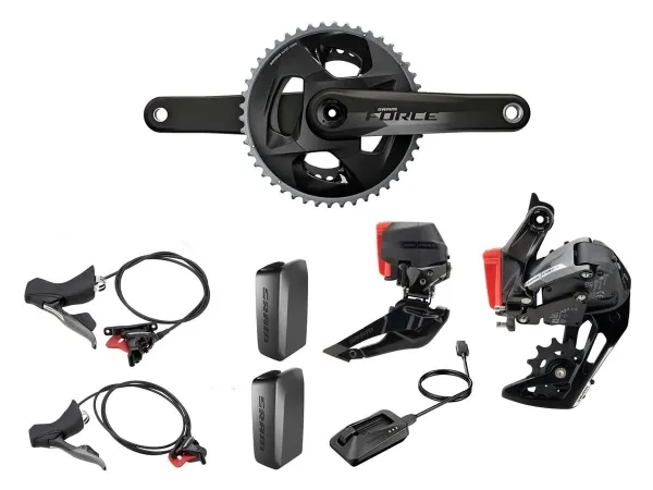 Grupo RUTA SRAM Force D1 2x12v 172.5mm DUB 48-35d 107BCD + PAR Freno/Shifter Force XPLR eTap AXS (S/Cadena Piñon Disc)