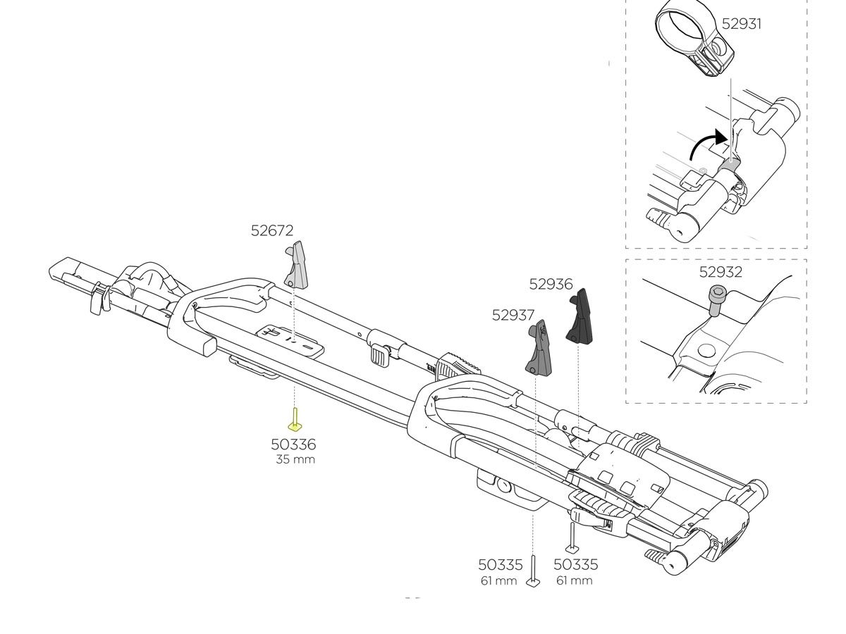 Portabicicletas THULE FreeRide/UpRide/OutRide/ProRide - Repuesto Tornillo Pasante T M6x35 50336