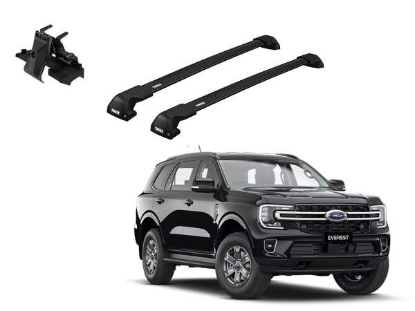 Juego Barras Thule WingBar Edge Black FORD Everest 5p SUV 2022-AD p/ TECHO c/ Rieles Alineados Sin Espacio