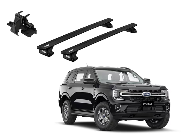 Juego Barras Thule WingBar Evo Black FORD Everest 5p SUV 2022-AD p/ TECHO c/ Rieles Alineados Sin Espacio