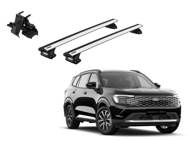 Juego Barras Thule WingBar Evo Grey FORD Territory 5p SUV 2024-AD p/ TECHO c/ Rieles Alineados Sin Espacio