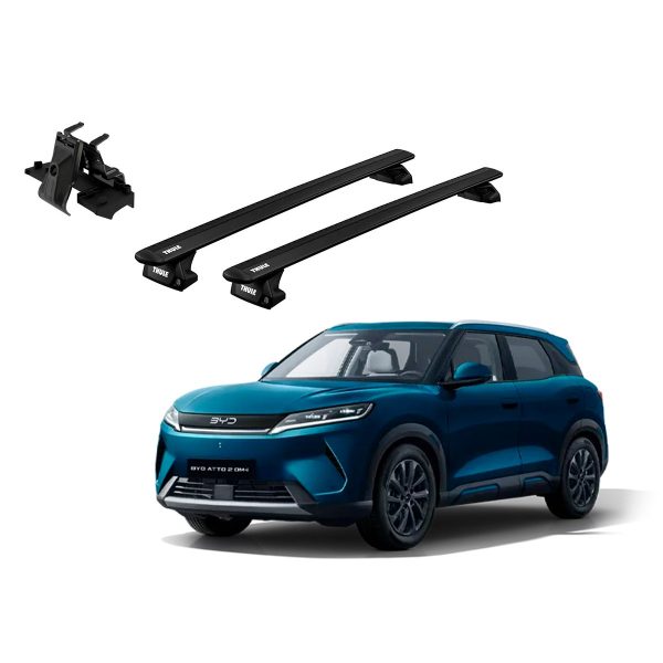Juego Barras Thule BYD Atto 2 DM-i 2026-AD WingBar Evo Black p/ TECHO c/ Rieles Alineados Sin Espacio