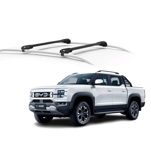 Juego Barras Thule BYD Shark 4p Pickup 2024-AD WingBar Edge Black p/ TECHO c/ Rieles Elevados