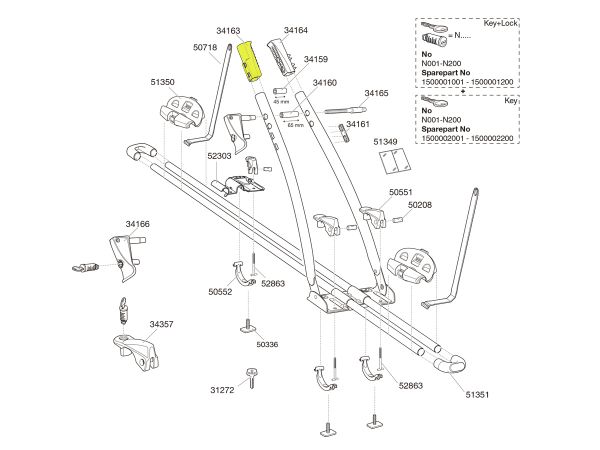 Portabicicletas THULE FreeRide 532 - Repuesto Agarre Derecho Bastidor 34163