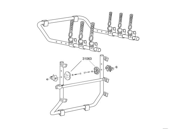 Portabicicletas THULE ClipOn/HangOn/Xpress/Free - Repuesto Base Mariposa 31063