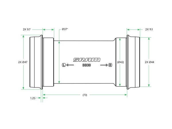 Caja Pedalera SRAM DUB BB30 68mm/73mm